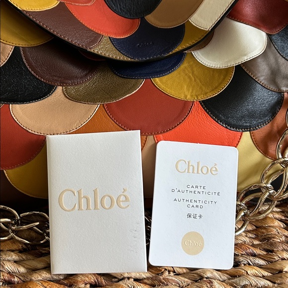 NWT-authentic Chloe JUANA  medium scalloped patchwork bag with gold chain - Picture 10 of 11